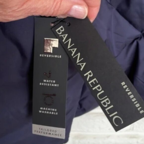 NWT Banana Republic Quilted Reversible Blue/Grey Metallic Jacket - Picture 5 of 7